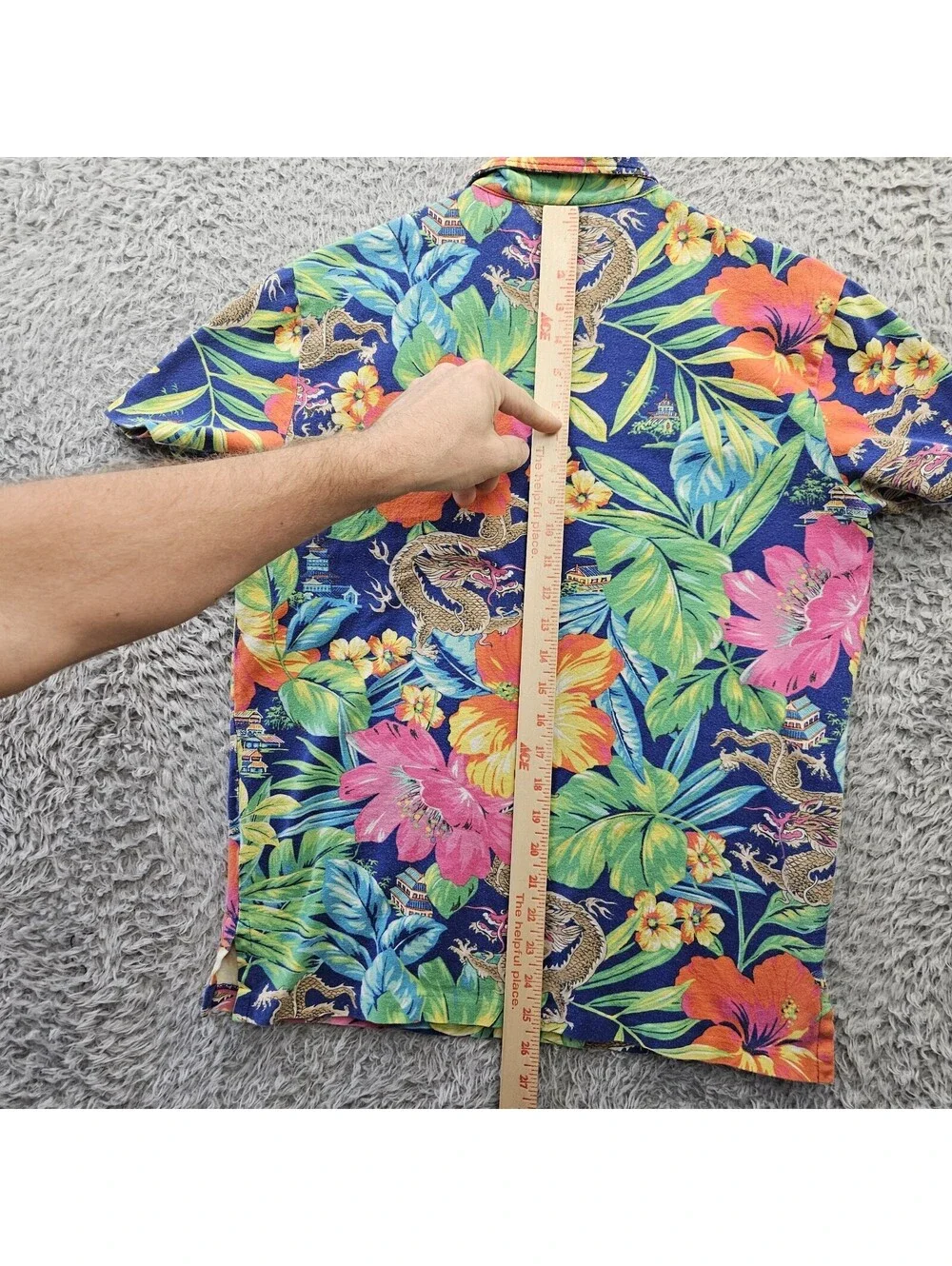 Polo Ralph Lauren Featherweight Mesh Hawaiian Polo Shirt Medium Dragons Asian